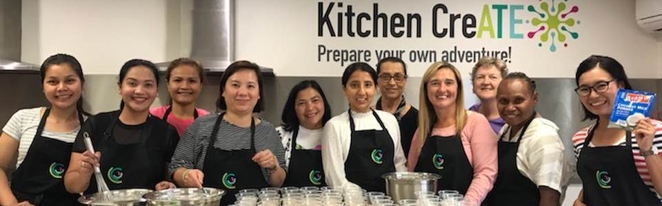 Migrant learners at CfP’s training and enterprise development centre, Kitchen Create – Prepare your own adventure 2